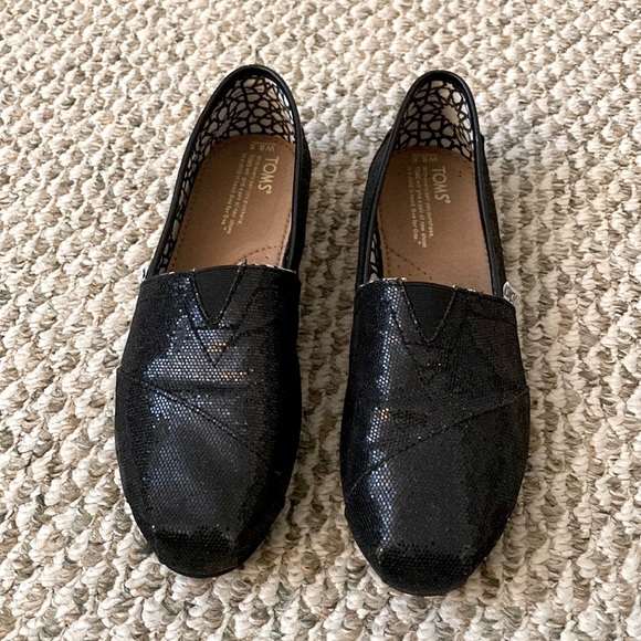 Toms Shoes - Tom’s Black Glitter Women's Classics Shoes